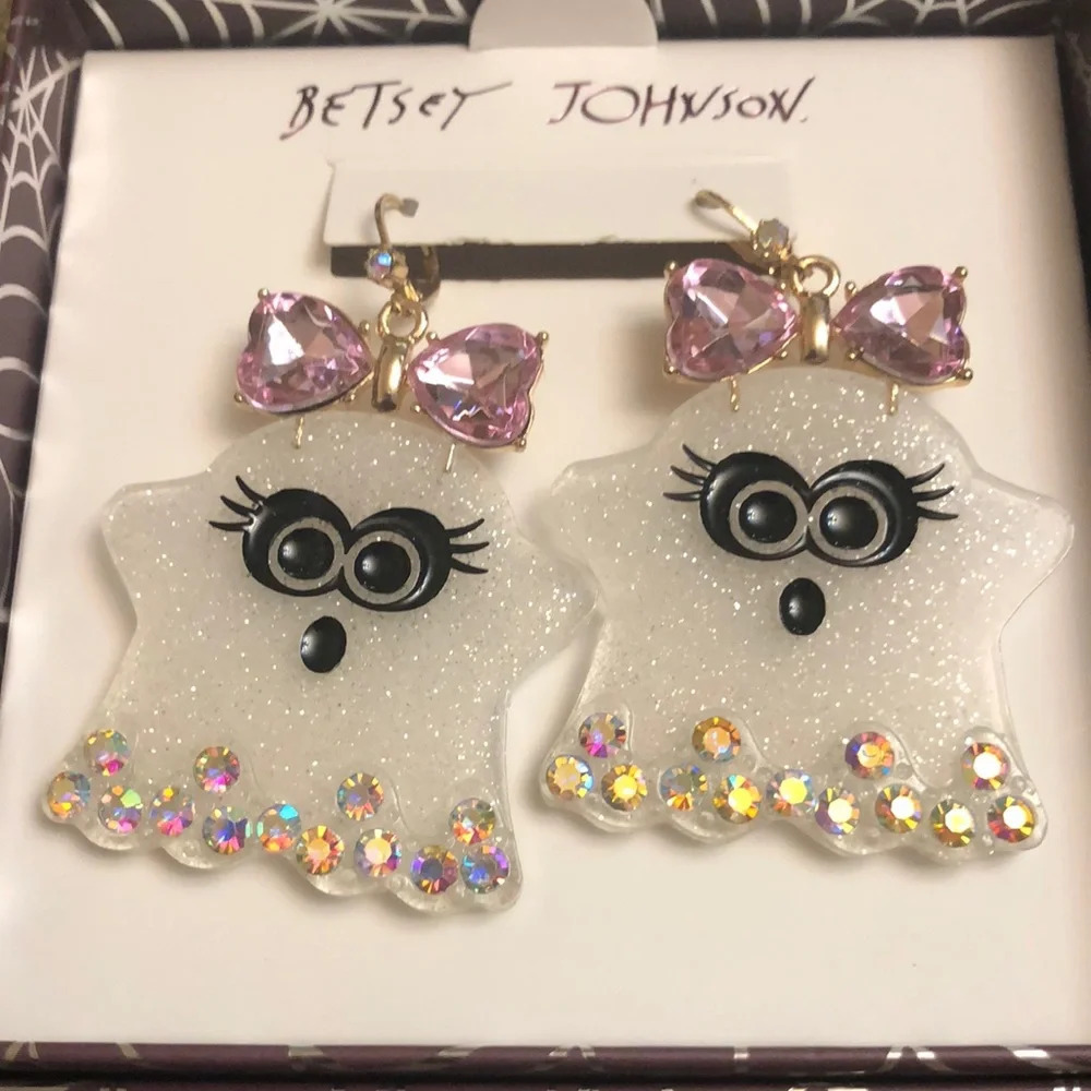 Betsey Johnson Ghost Girl Halloween earrings NWT